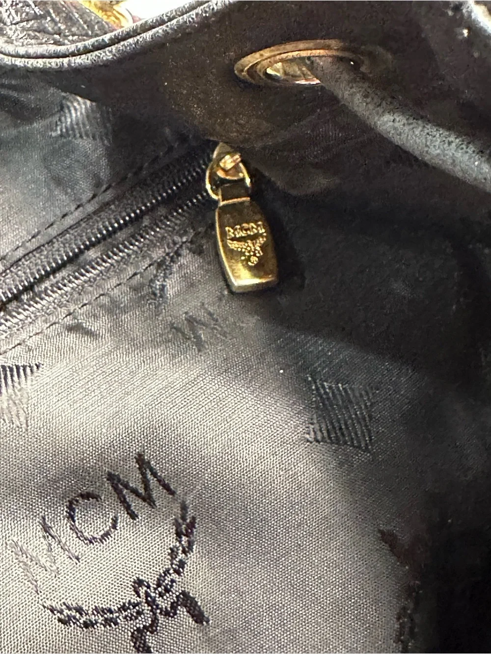 MCM Black Leather Mini Backpack - Gold Hardware